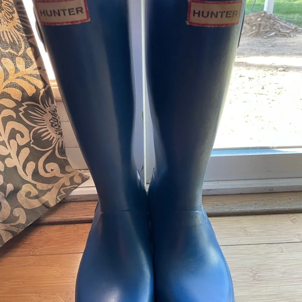 Hunter Original Kids Youth Size 5 Gloss Boot Blue